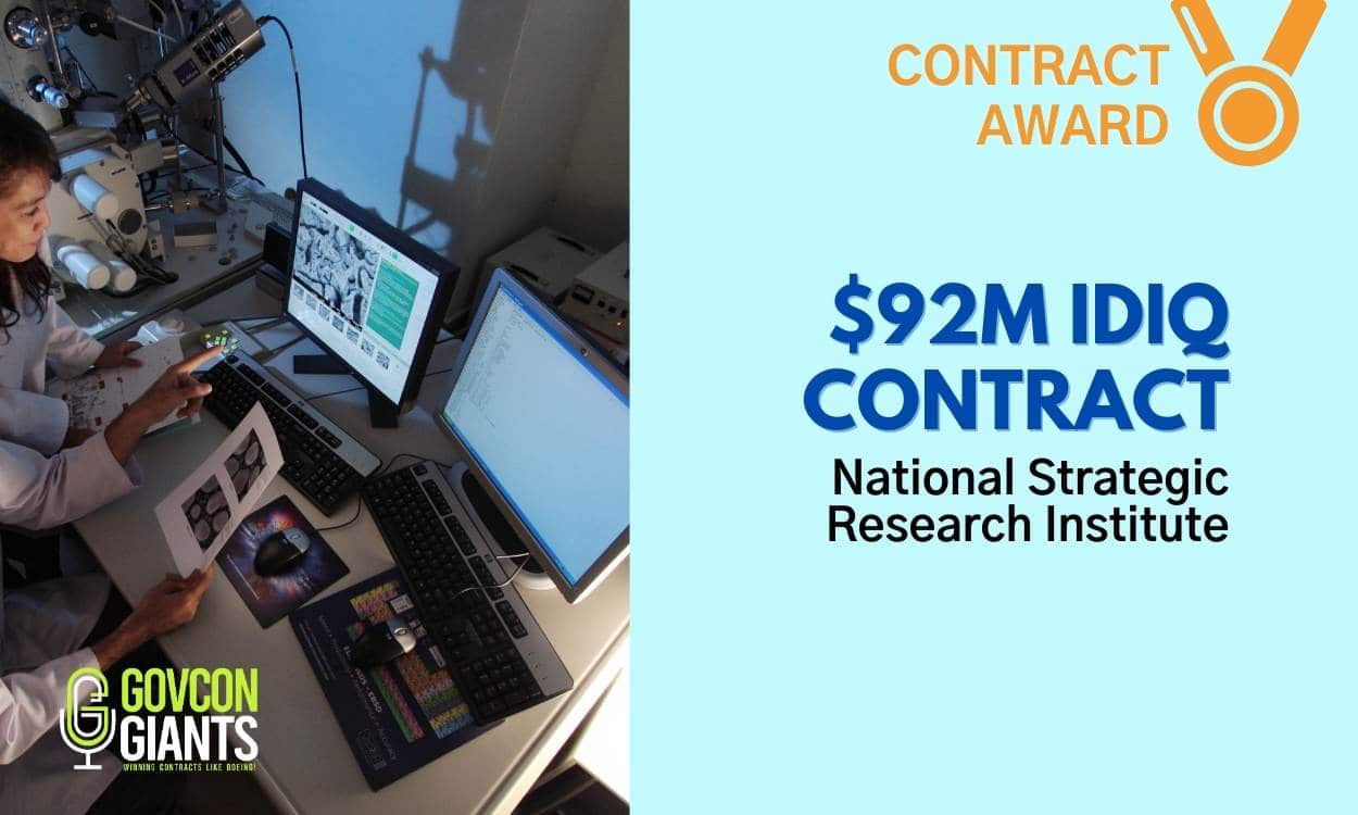 National Strategic Research Institute Awarded $92,000,000 IDIQ Contract For Research & Development Services