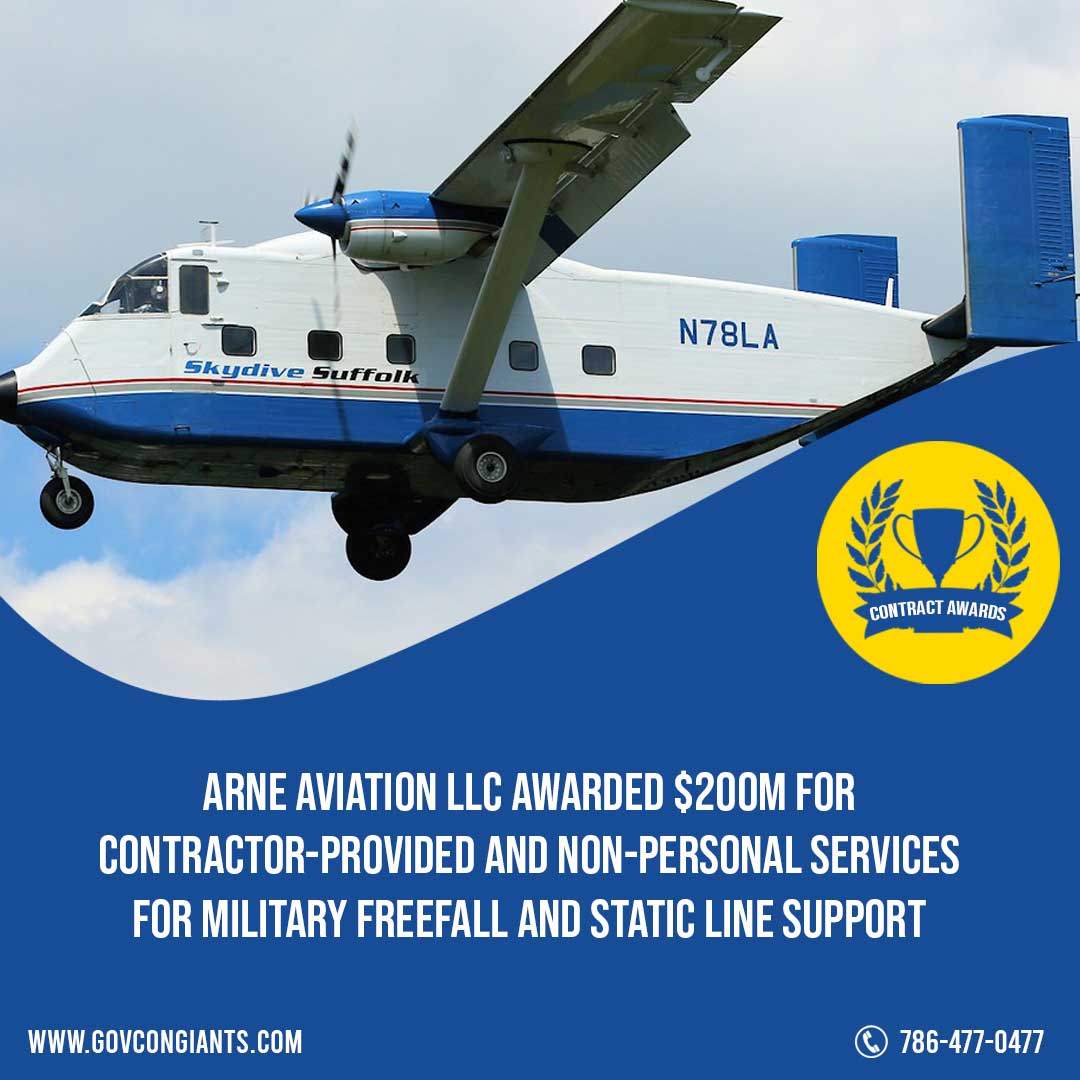 ARNE Aviation LLC Awarded $200M for contractor-provided, non-personal services for military freefall and static line support