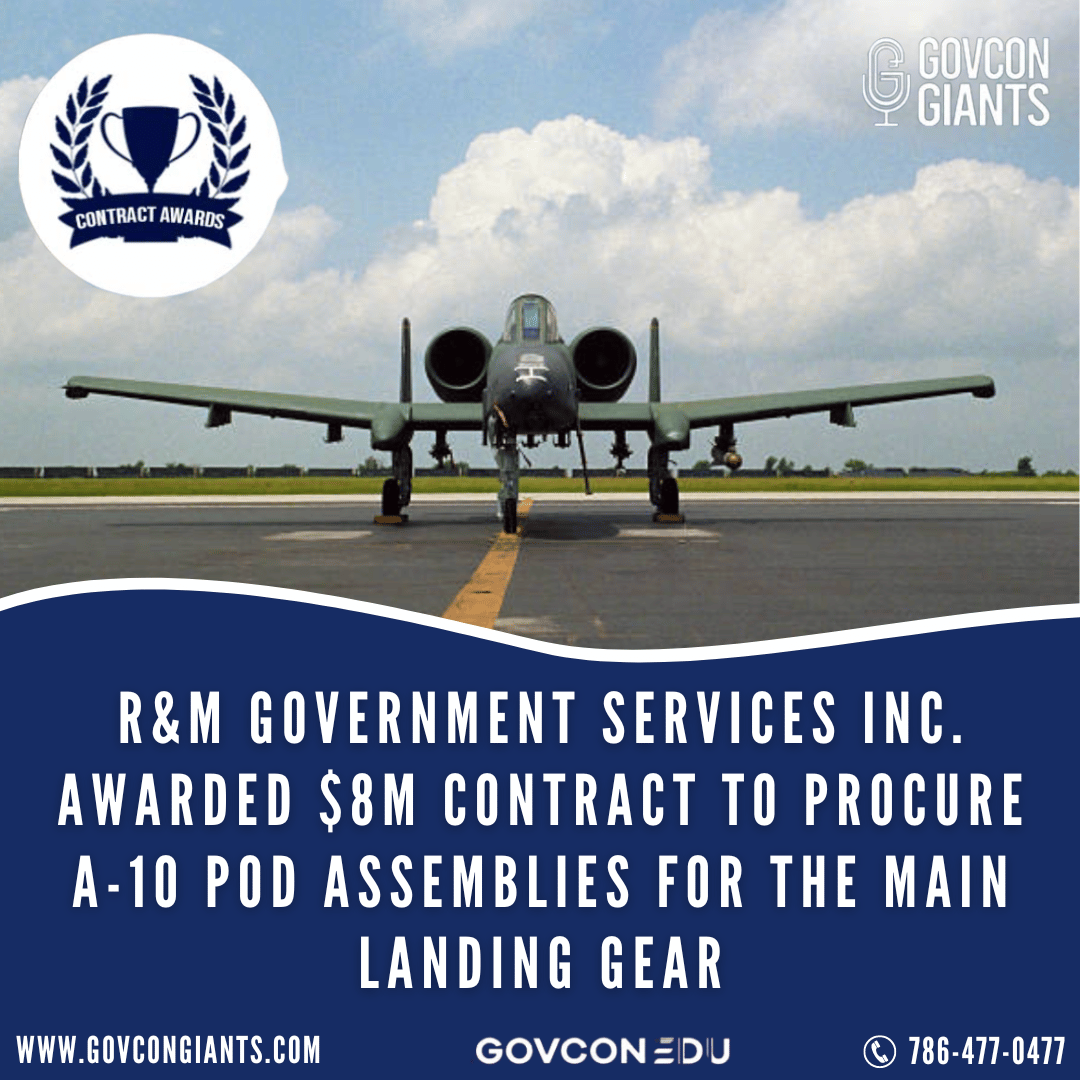 R&M Government Services Inc. awarded $8M contract to procure A-10 Pod assemblies for the main landing gear