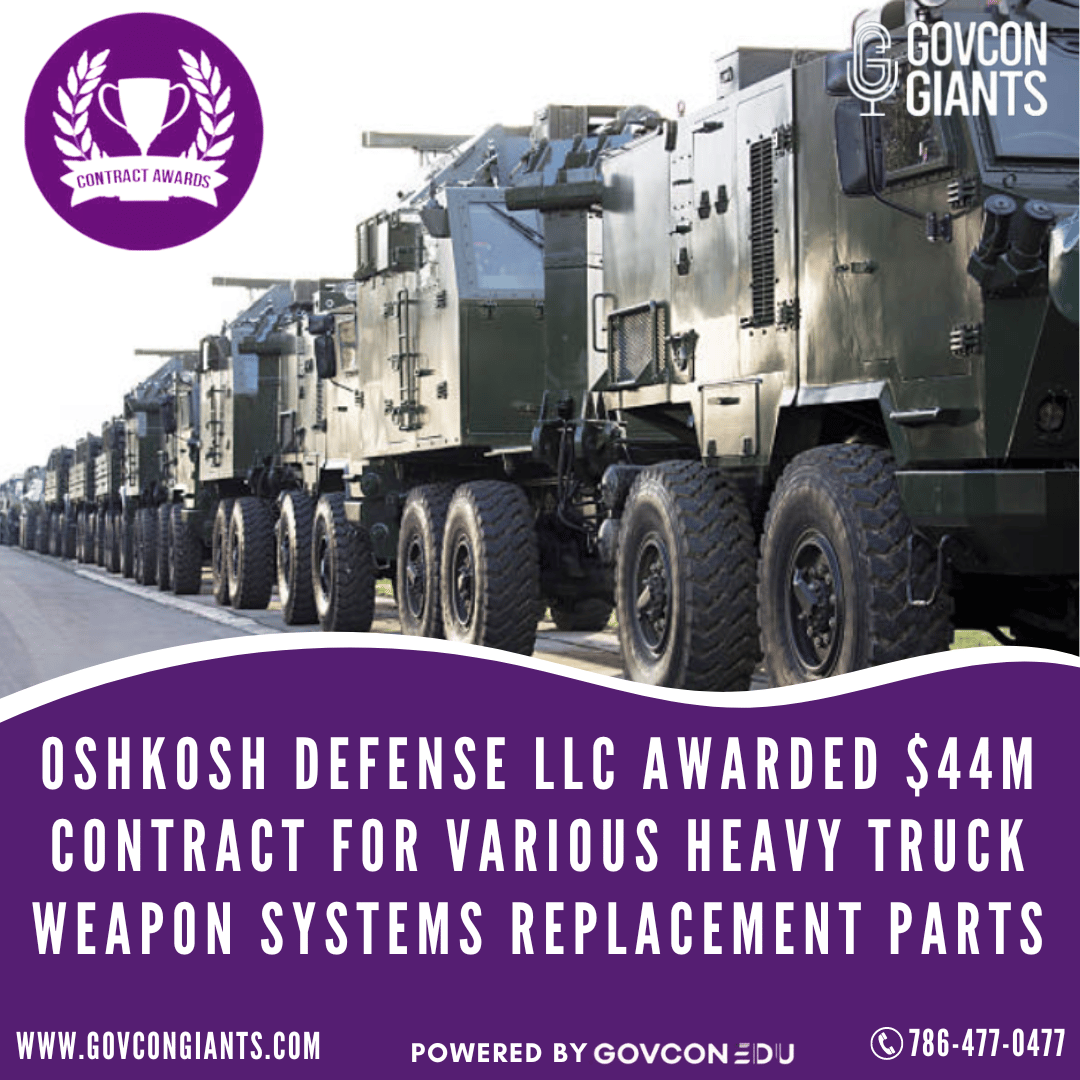 Oshkosh Defense LLC awarded $44M contract for various heavy truck weapon systems replacement parts